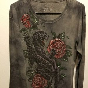 Sinful rhinestone long sleeve top